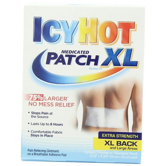 Icy Hot Medicated Patch Extra Strength, XL Back & Large Area, 3 ct, 2-Pack