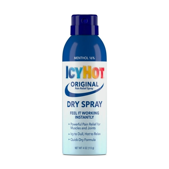 Icy Hot Original Pain Relief Dry Spray 4 oz. With 16% Menthol, Feel It Working Instantly