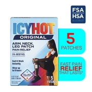 Icy Hot Original Pain Relief Patch, Medium Size Fabric Patches for Arm, Neck and Leg With Menthol 5%, Ice and Heat Contrast Therapy for Backaches, Joints, Muscle Strains and Arthritis, 5 ct.