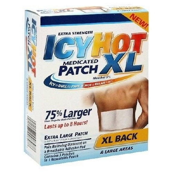 Icy Hot Original Xl Pain Relief Patch (3 Ct) For Back And Large Areas, 3-Pack