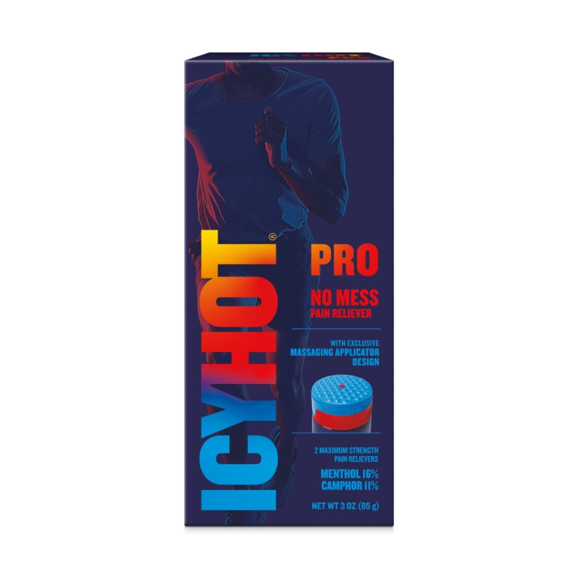 Icy Hot Pro No-Mess Pain Relief Cream 3-oz. Tube, Massaging Applicator With Menthol & Camphor