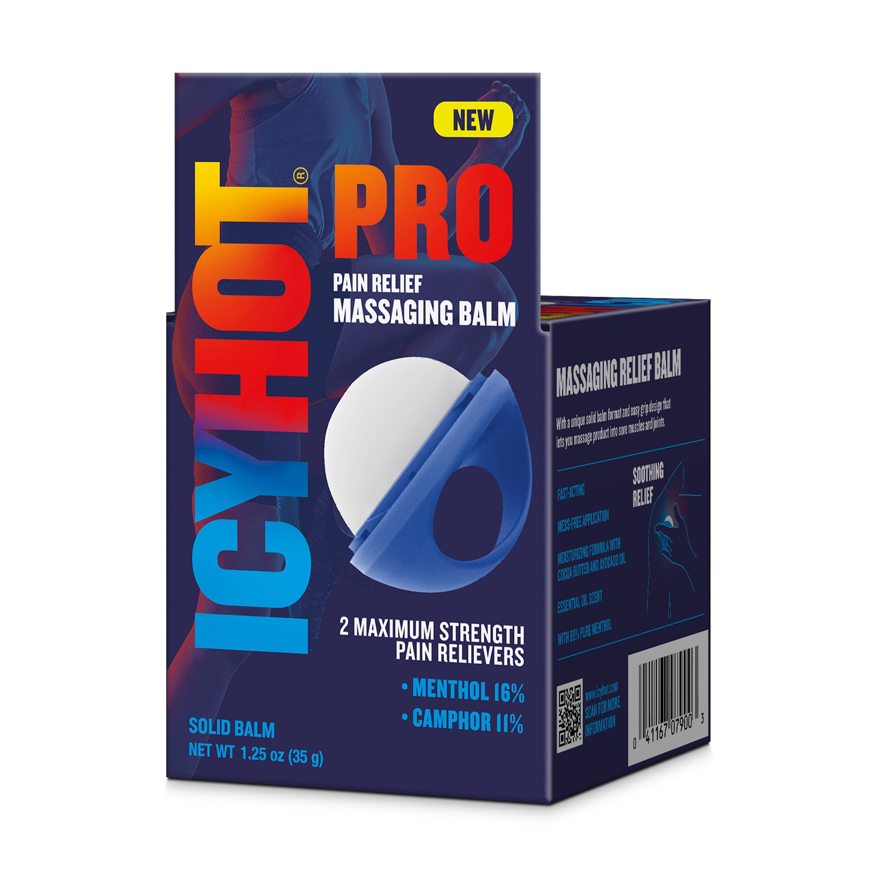 Icy Hot PRO Pain Relief Massaging Balm and Muscle Rub, Pain Reliever Cream Alternative, 16% Menthol and 11% Camphor, 1.25 oz