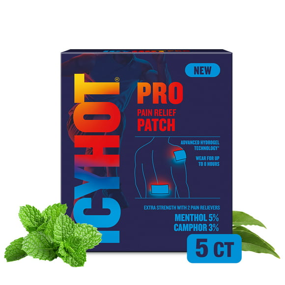 Icy Hot Pro Muscle & Joint Pain Relief Patches with Menthol & Camphor, 5ct