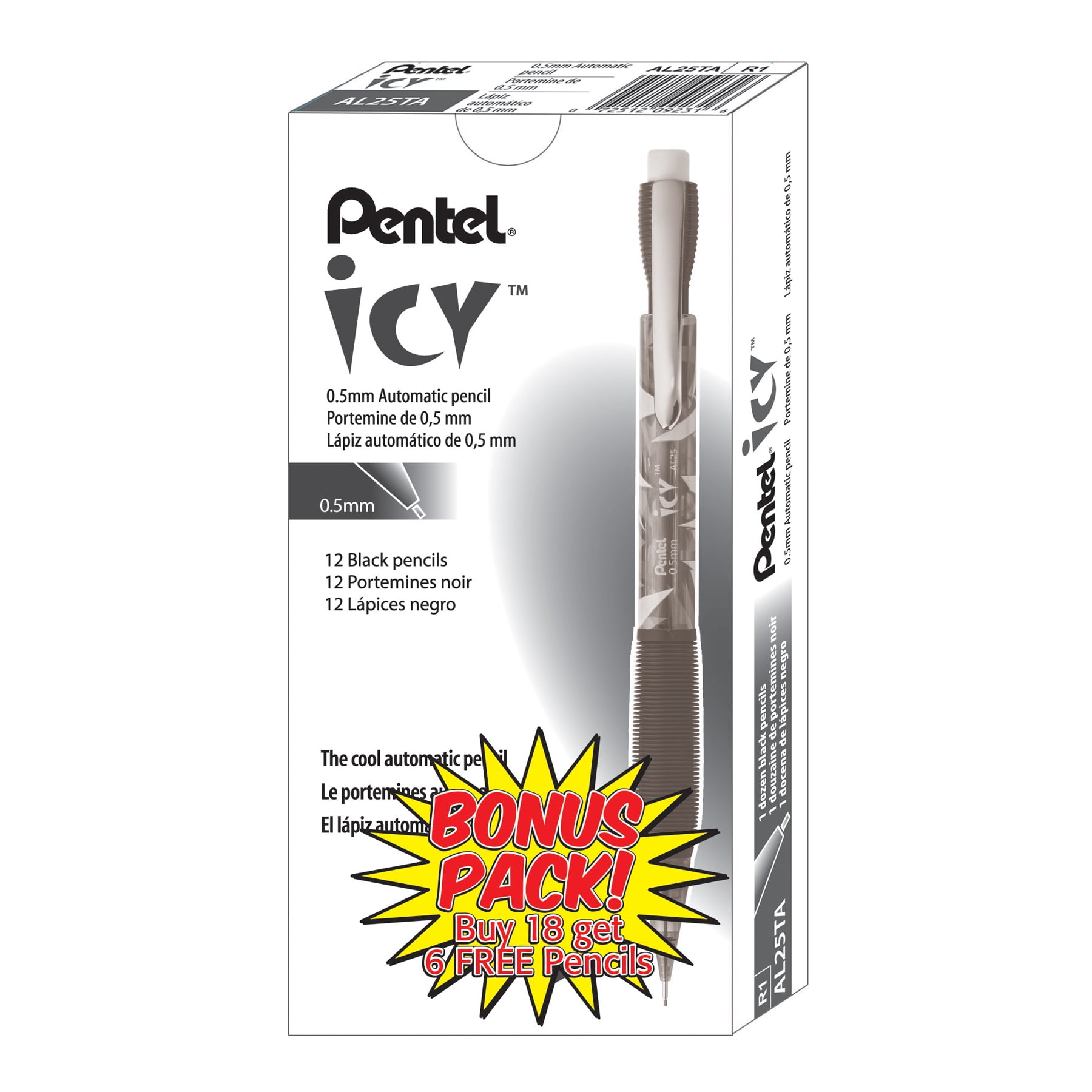 Icy Mechanical Pencil Value Pack, 0.5 mm, HB (#2), Black Lead, Translucent Ice/Black Barrel, 24/Pack Icy Mechanical Pencil Value Pack, 0.5 mm, HB (#2), Black Lead, Translucent Ice/Black Barrel, 24/Pack