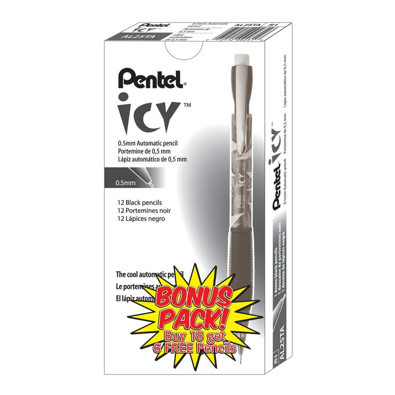Icy Mechanical Pencil Value Pack, 0.5 mm, HB (#2), Black Lead, Translucent Ice/Black Barrel, 24/Pack
