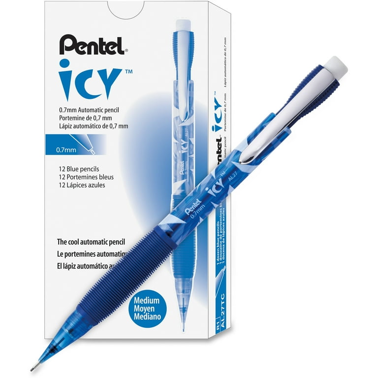 Icy Mechanical Pencil, 0.7 mm, HB (#2), Black Lead, Transparent Blue Barrel, Dozen Icy Mechanical Pencil, 0.7 mm, HB (#2), Black Lead, Transparent Blue Barrel, Dozen