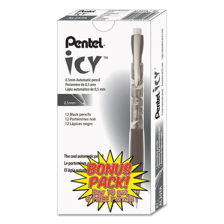 Icy Mechanical Pencil Value Pack, 0.5 mm, HB (#2), Black Lead, Translucent Ice/Black Barrel, 24/Pack Icy Mechanical Pencil Value Pack, 0.5 mm, HB (#2), Black Lead, Translucent Ice/Black Barrel, 24/Pack