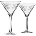 Icy Pine Martini Set of 2 Stemmed 10 Ounce Martini es LeadFree Wheel Engraved Cocktail