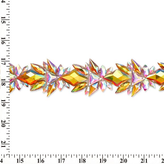 Icy Resin Rhinestone Iron On Gel Backed Trim Sold By The Yard - Gold