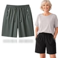 thumbnail image 1 of Icy Shorts for Women, 8 Inch Inseam Ice Silk Quick-Dry Stretch Casual Shorts with Pockets & Drawstring, Moisture-Wicking Summer Trousers, 1 of 7