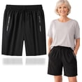thumbnail image 1 of Icy Shorts for Women, 8 Inch Inseam Ice Silk Quick-Dry Stretch Casual Shorts with Pockets & Drawstring, Moisture-Wicking Summer Trousers, 1 of 7
