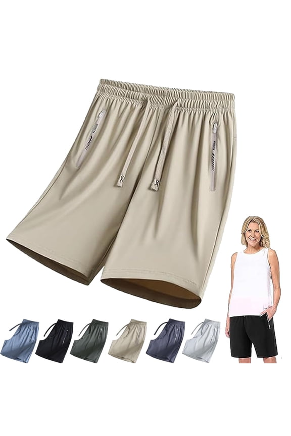 Icy Shorts for Women Over 50, 2026 New Ice Silk Stretch Quick-Dry Short, Casual Drawstring, Breathable