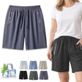thumbnail image 1 of Icy Shorts for Women Over 50, 8 Inch Inseam Quick-Dry Stretch Casual Shorts with Pockets & Drawstring, Moisture-Wicking Summer Trousers, 1 of 7