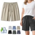 thumbnail image 1 of Icy Shorts for Women Over 50, 8 Inch Inseam Quick-Dry Stretch Casual Shorts with Pockets & Drawstring, Moisture-Wicking Summer Trousers, 1 of 7