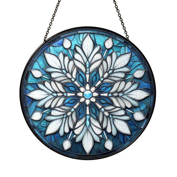 Icy Snowflake Inspired Glass Suncatcher for Window2101