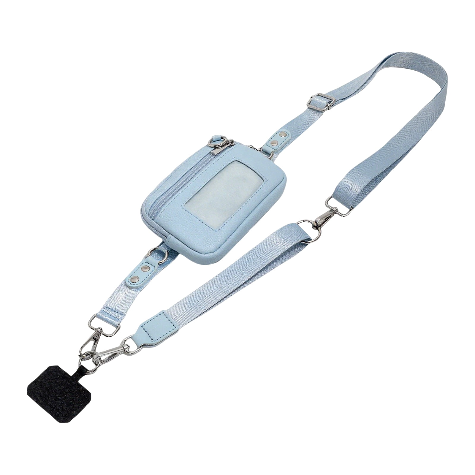 Id Badge Holder with Lanyard Adjustable Lanyard, Detachable Zipper Card Storage Pouch, Light Blue Crossbody Lanyard for Id Badge and Phone, 1 Pack