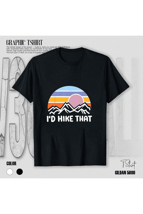 Id Hike That Funny Retro Camper Sunrise Mountain Hiker Double Entendre Unisex T-Shirt, up to size 5XL