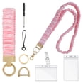thumbnail image 1 of Id Holder Lanyard, Stretchy Retractable Badge Reel, 30+ Inch Extension, Anti-Loss Keychain, for Office Work School, Women Men Teacher Nurse Accessory, A Set of Pvc Card Holders for Neck Hanging, 1 of 9