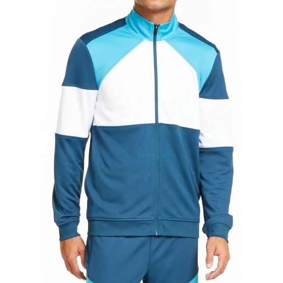 Id Ideology Men's Colorblocked Track Jacket Turq/Aqua Size XX Large