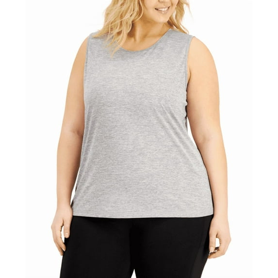 Id Ideology Plus Size Keyhole-Back Tank Top, Grey, 2X
