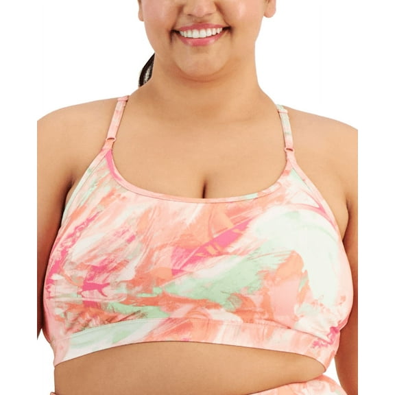 Id Ideology Plus Size Low-Impact Printed Sports Bra, Pink, 1X
