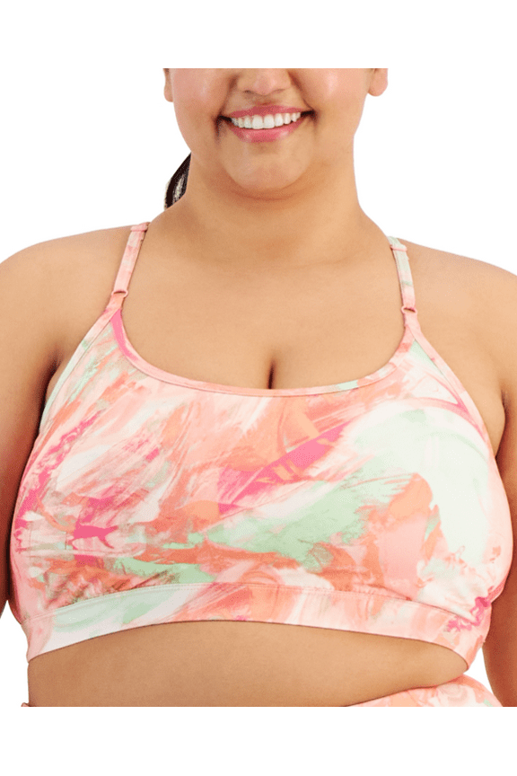 Id Ideology Plus Size Low-Impact Printed Sports Bra, Pink, 3X