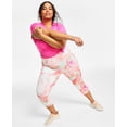 thumbnail image 1 of Plus Size Printed Cropped Leggings Pink Shock 1X, 1 of 1