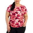 thumbnail image 1 of Plus Size Relaxed Tie Dye Birdseye Mesh T-Shirt Pink Shock 2X, 1 of 1
