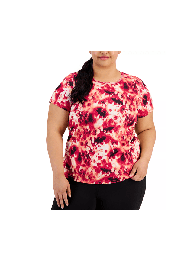 Id Ideology Plus Size Relaxed Tie Dye Birdseye Mesh T-Shirt, Pink, 3X