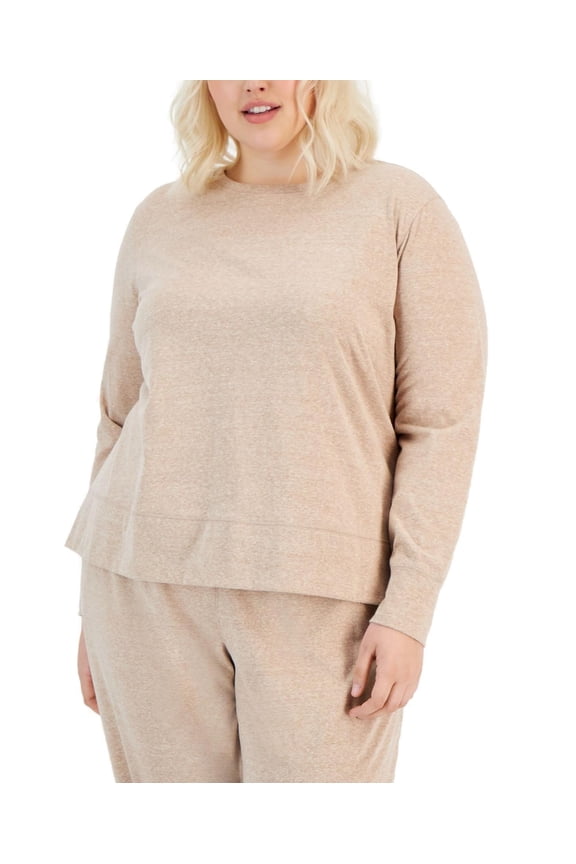 ID Ideology Women's Plus Size Retro Long-Sleeve Shirt Top Choco Malt 2X New