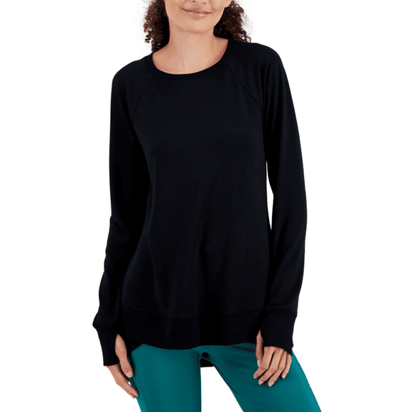 Id Ideology Women's Active Butter French-Terry Long-Sleeve Thumbhole Tunic Top, Small