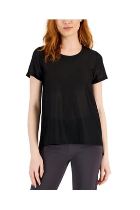 Id Ideology Women's Relaxed Short-Sleeve Mesh Tee, Black, XS