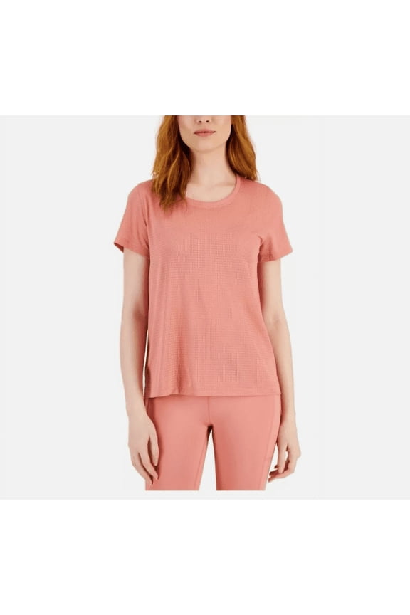 Id Ideology Women's Relaxed Short-Sleeve Mesh Tee, Lip Gloss, XS