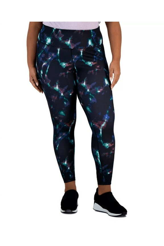 Id Ideology Womens Plus Size Celestial Sky Printed 7/8 Leggings, Black, 3X