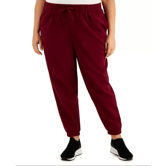 Id Ideology Womens Plus Size Solid Fleece Jogger Pants, Malbec, 3X