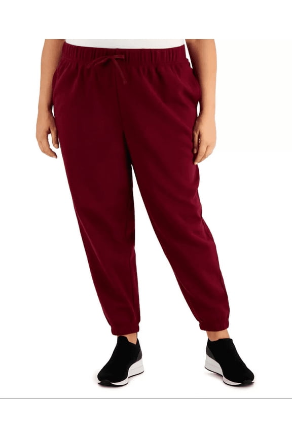 Id Ideology Womens Plus Size Solid Fleece Jogger Pants, Malbec, 3X