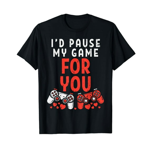 Id Pause My Game For You Gamer Mens Valentines Day Boys Kids T-Shirt