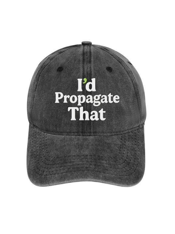 Id Propagate That Charcoal Cotton Baseball Cap for Men Women, Outdoor Casual Adjustable Hat