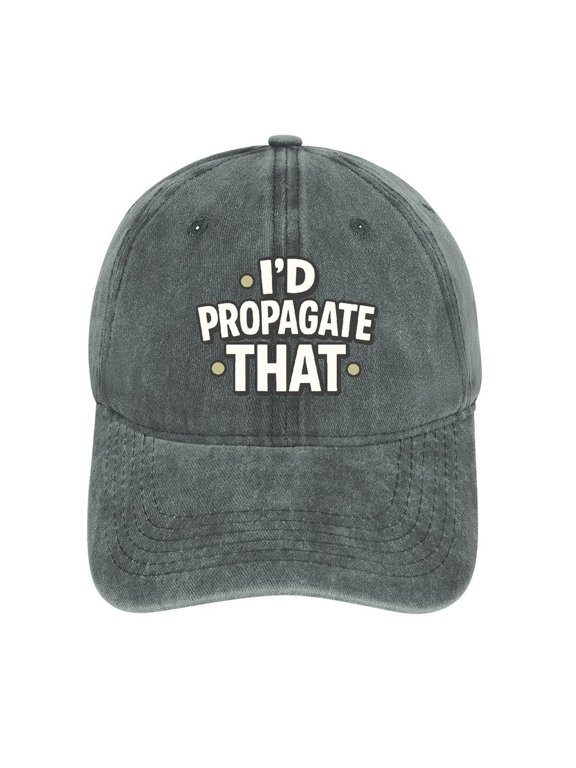 Id Propagate That Gray Baseball Cap for Men Women, Adjustable Snapback Hats Cotton Hat