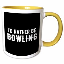 3drose, Id Rather Be Bowling. White Lettering on Black Background., 11oz Two-tone Yellow Mug