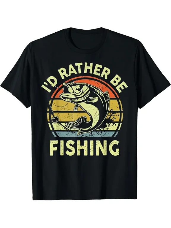 Id Rather Be Fishing Fly Bass Fish Funny Fisherman Dad T-Shirt