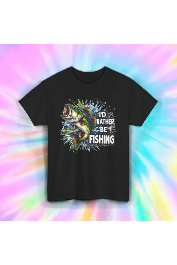 Id Rather Be Fishing Funny Bass Angler Gift Outdoors Lake Top Unisex T-Shirt up to size 5XL