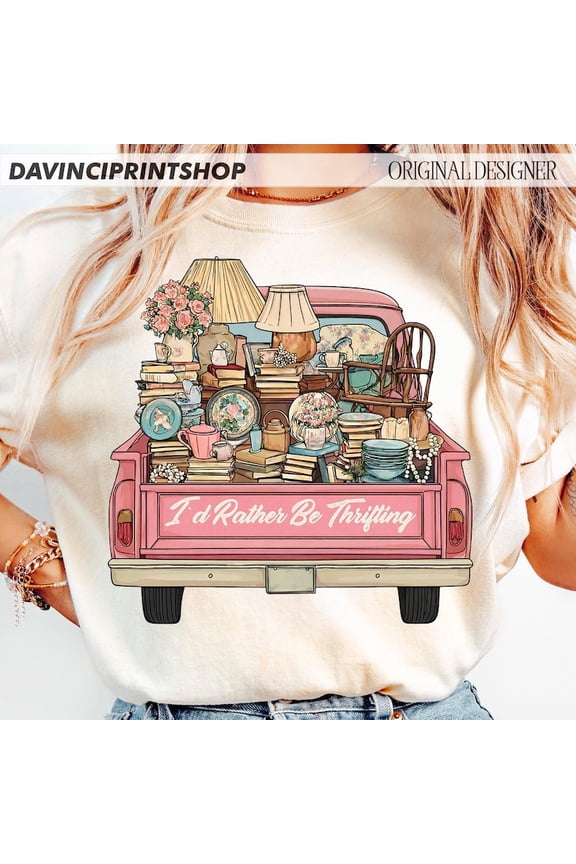 Id Rather Be Thrifting Retro Thrift Store Lover T-Shirt WHITE S-5XL Hot Trending Shirt