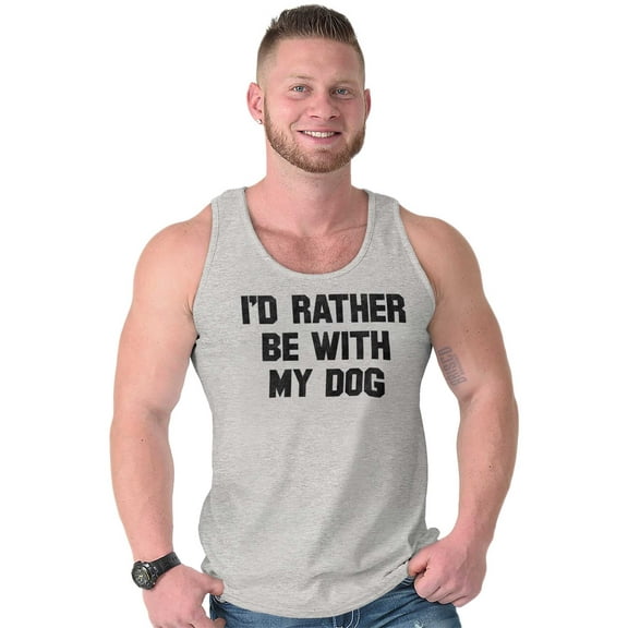 Id Rather Be With Dog Sarcastic Pet Plus Size Graphic Tank Top Brisco Brands 2X