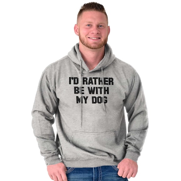 Id Rather Be With Dog Sarcastic Pet Unisex Plus Fleece Graphic Hoodie Brisco Brands 5X