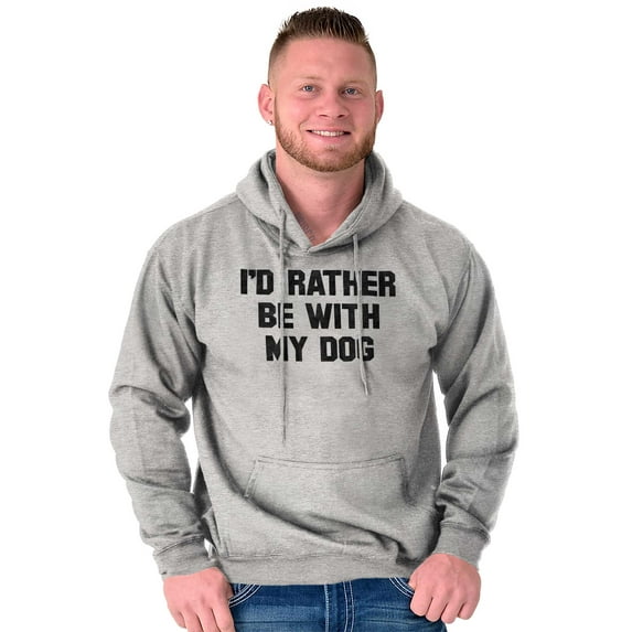 Id Rather Be With Dog Sarcastic Pet Unisex Plus Fleece Graphic Hoodie Brisco Brands 2X