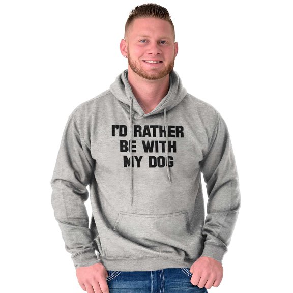 Id Rather Be With Dog Sarcastic Pet Unisex Plus Fleece Graphic Hoodie Brisco Brands 3X