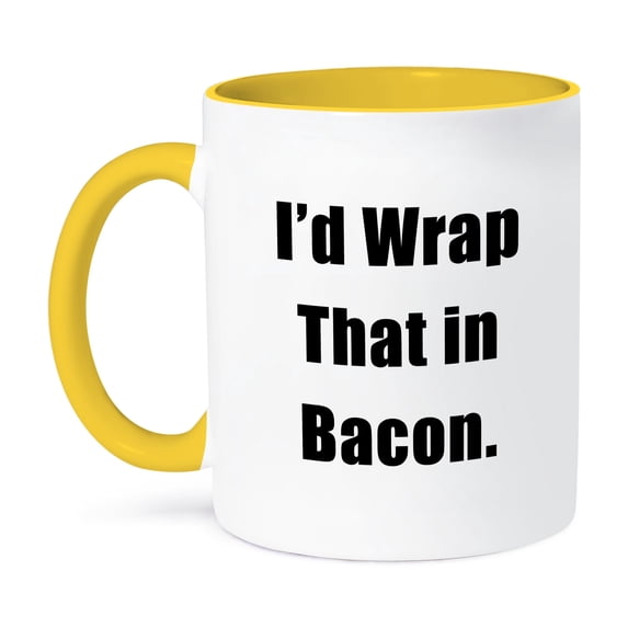 3drose, Id Wrap That in Bacon, 11oz Two-tone Yellow Mug