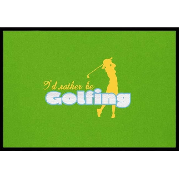 Id rather be Golfing Woman on Green Indoor or Outdoor Mat