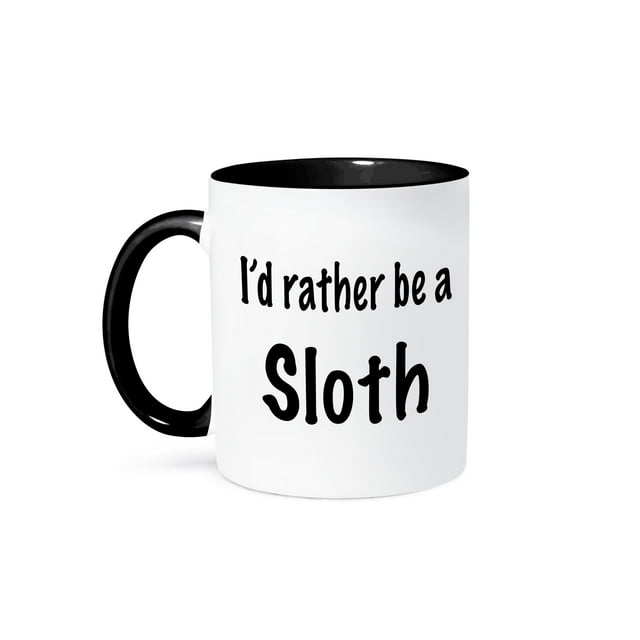 3dRose, Id rather be a sloth, 15oz Two-Tone Black Mug